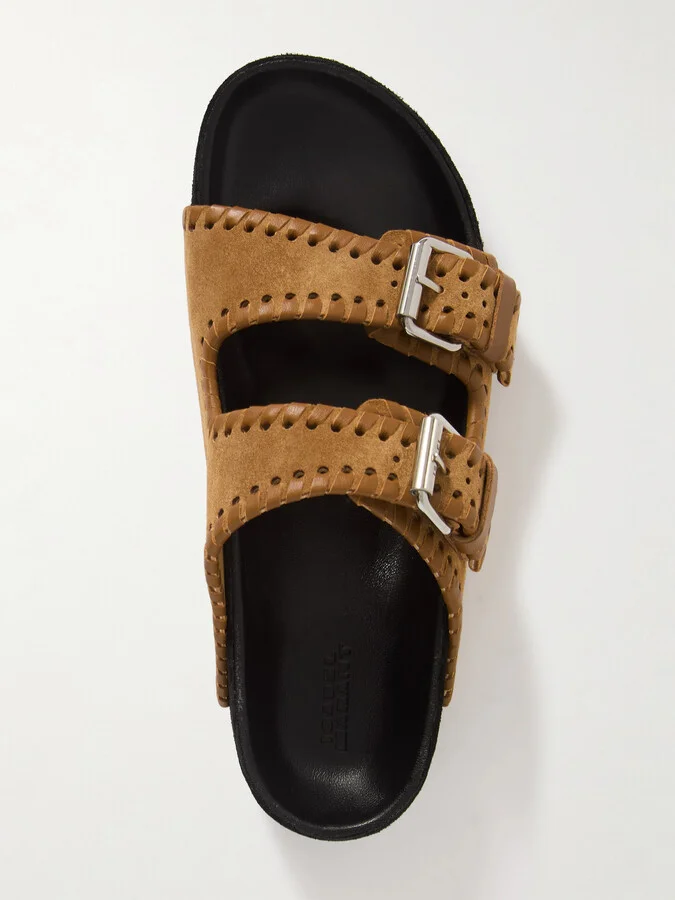 Isabel Marant - Lennyo Leather-trimmed Suede Slides - Brown - Image 5