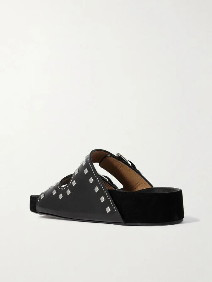 Isabel Marant - Lennyo Studded Leather Slides - Black - Image 3