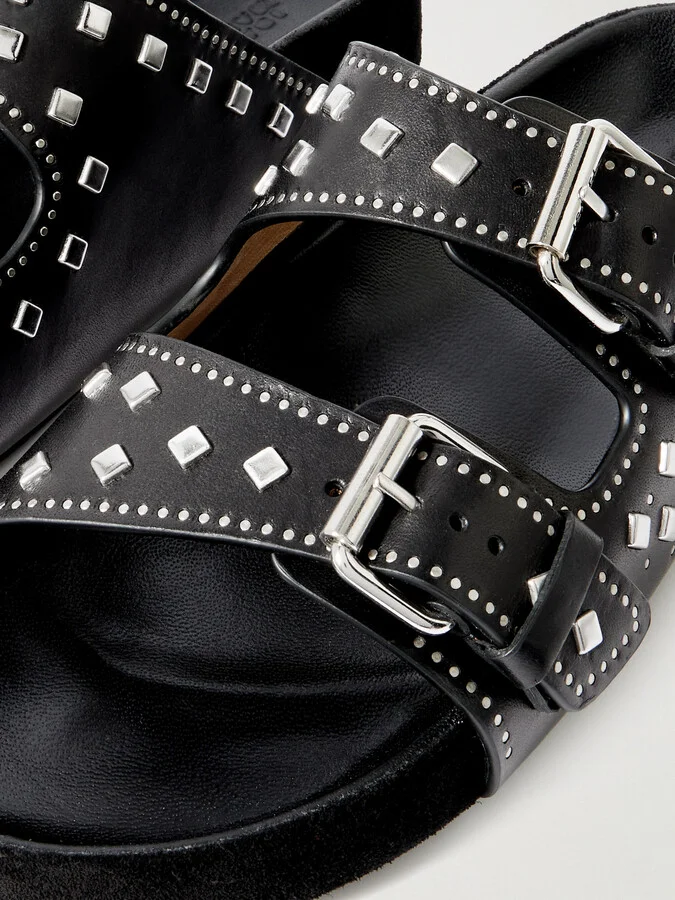 Isabel Marant - Lennyo Studded Leather Slides - Black - Image 4