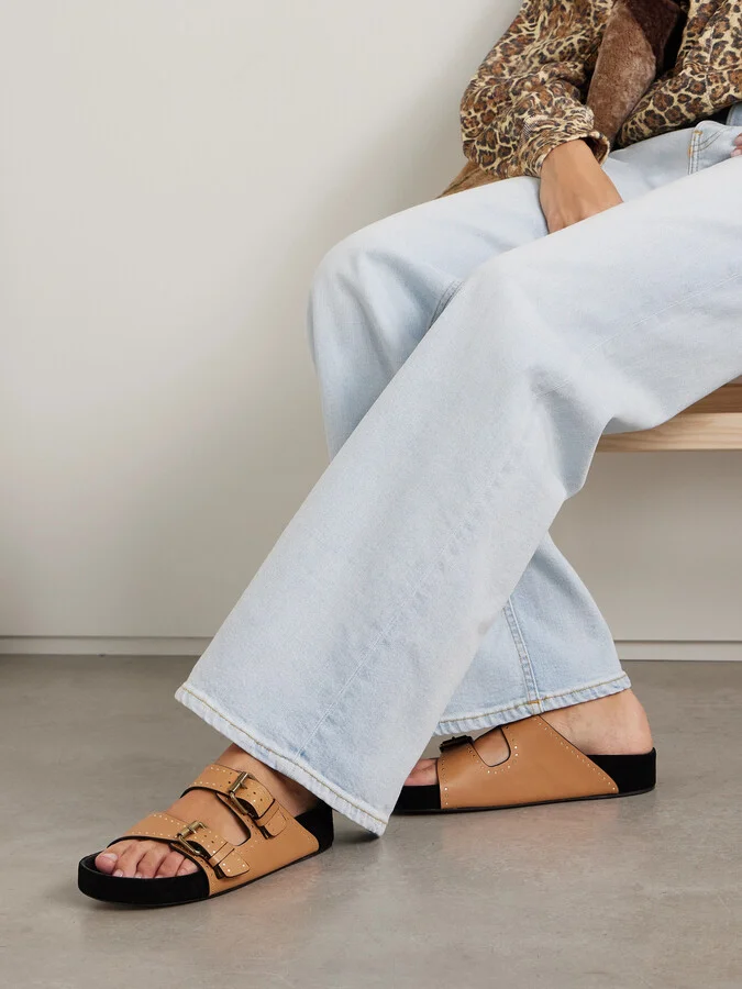 Isabel Marant - Lennyo Studded Leather Slides - Brown - Image 2