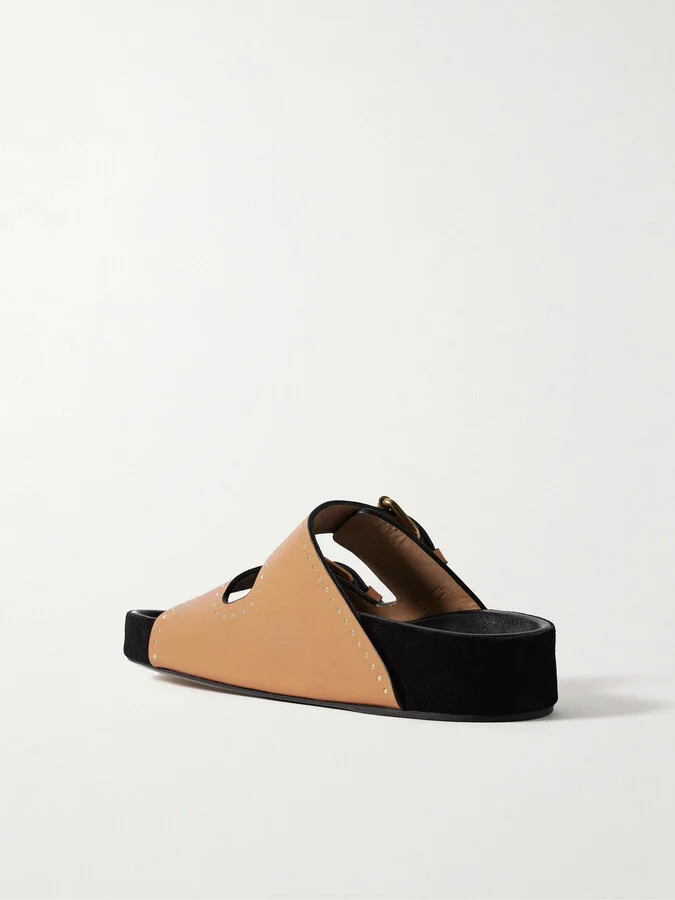 Isabel Marant - Lennyo Studded Leather Slides - Brown - Image 3