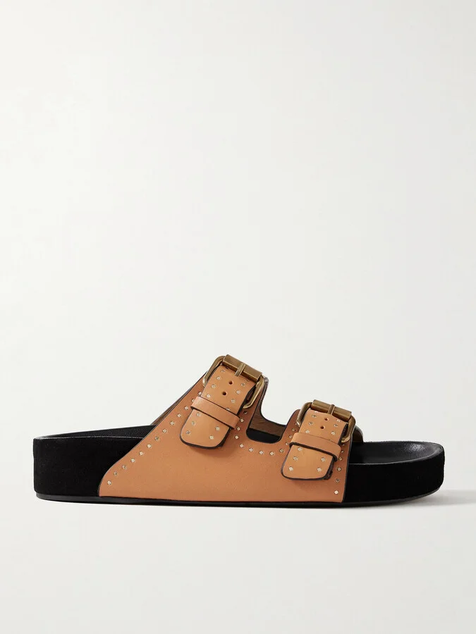 Isabel Marant - Lennyo Studded Leather Slides - Brown