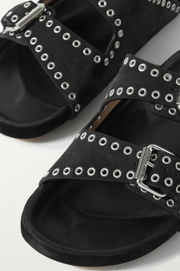 Isabel Marant - Lennyo Studded Suede Slides - Black - Image 4