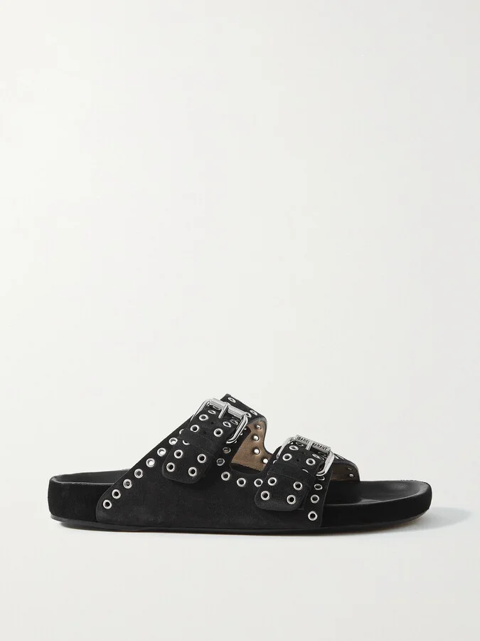 Isabel Marant - Lennyo Studded Suede Slides - Black