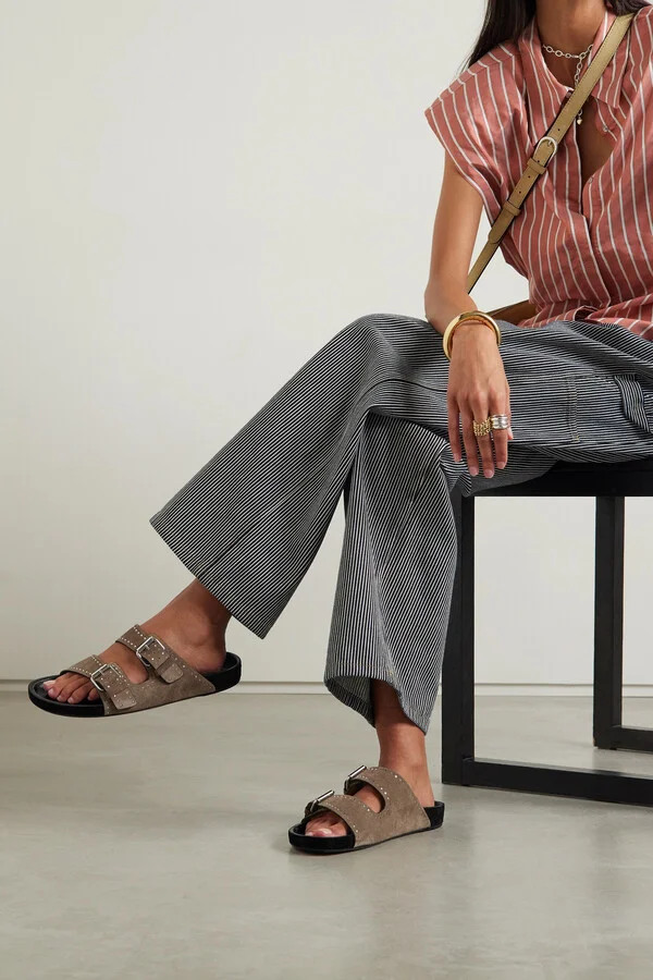 Isabel Marant - Lennyo Studded Suede Slides - Brown - Image 2