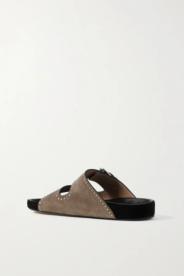 Isabel Marant - Lennyo Studded Suede Slides - Brown - Image 3