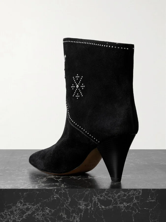 Isabel Marant - Loline Studded Suede Ankle Boots - Black - Image 3