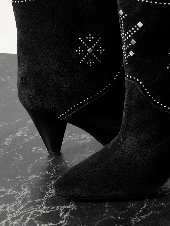 Isabel Marant - Loline Studded Suede Ankle Boots - Black - Image 4