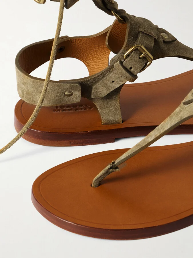 Isabel Marant - Nensi Tie-detailed Leather Sandals - Brown - Image 4
