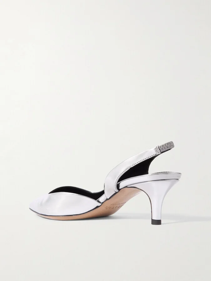 Isabel Marant - Piery Mirrored-leather Slingback Pumps - Silver - Image 3