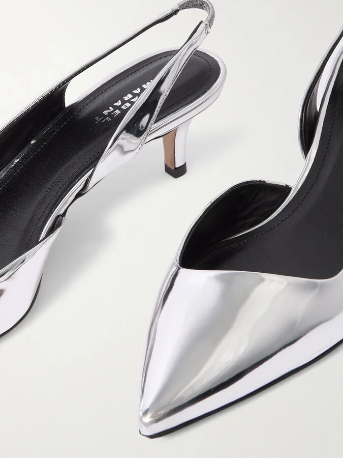 Isabel Marant - Piery Mirrored-leather Slingback Pumps - Silver - Image 4