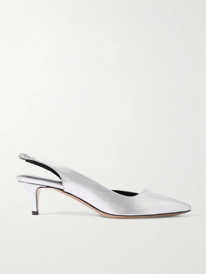 Isabel Marant - Piery Mirrored-leather Slingback Pumps - Silver