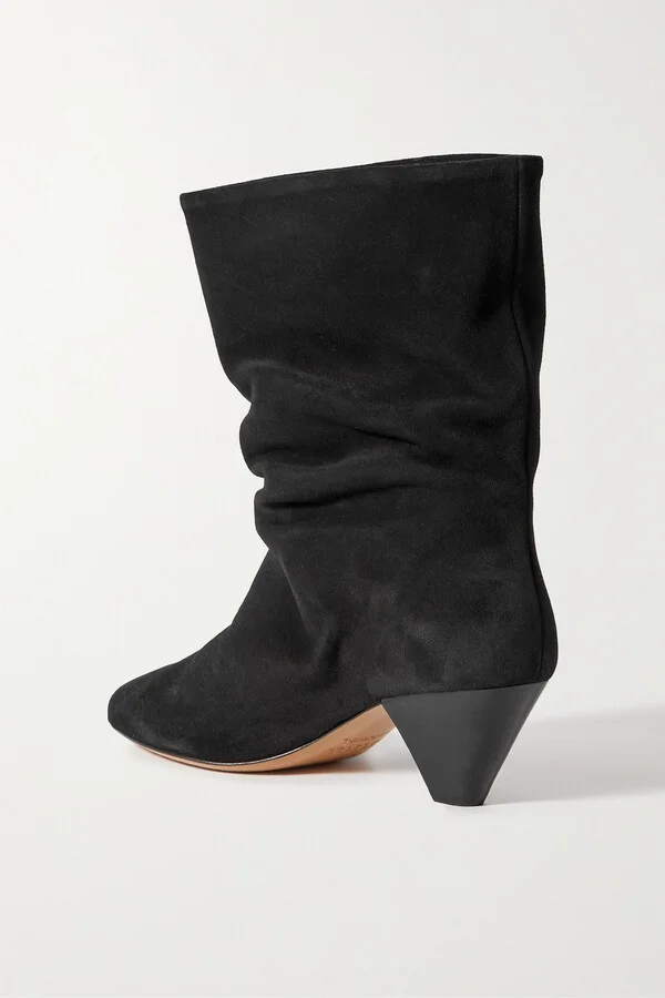 Isabel Marant - Reachi Gathered Suede Ankle Boots - Black - Image 3