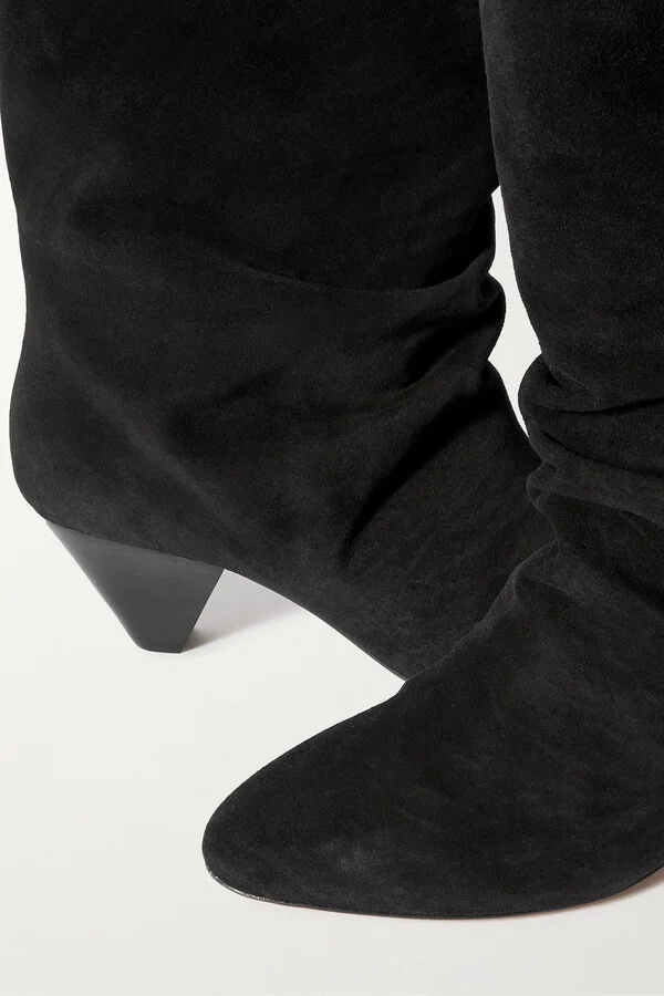 Isabel Marant - Reachi Gathered Suede Ankle Boots - Black - Image 4