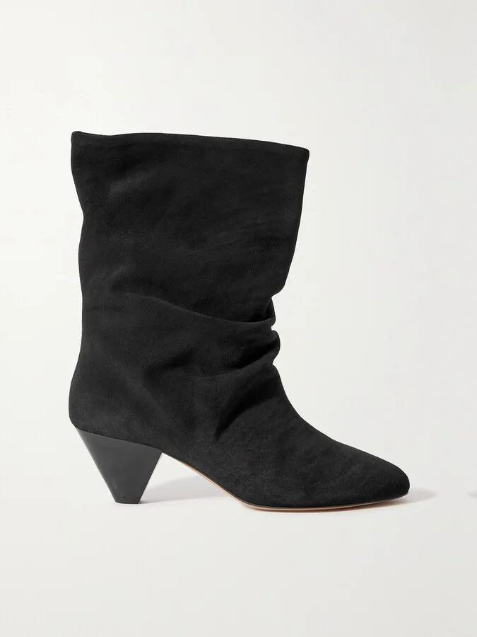 Isabel Marant - Reachi Gathered Suede Ankle Boots - Black