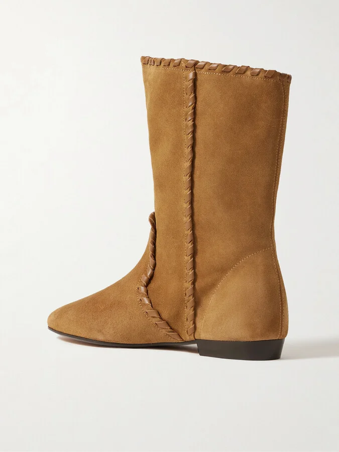Isabel Marant - Staeni Leather-trimmed Suede Ankle Boots - Brown - Image 3