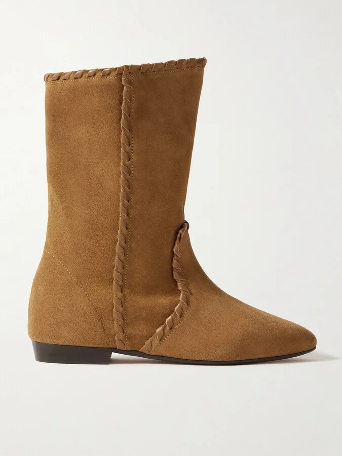 Isabel Marant - Staeni Leather-trimmed Suede Ankle Boots - Brown