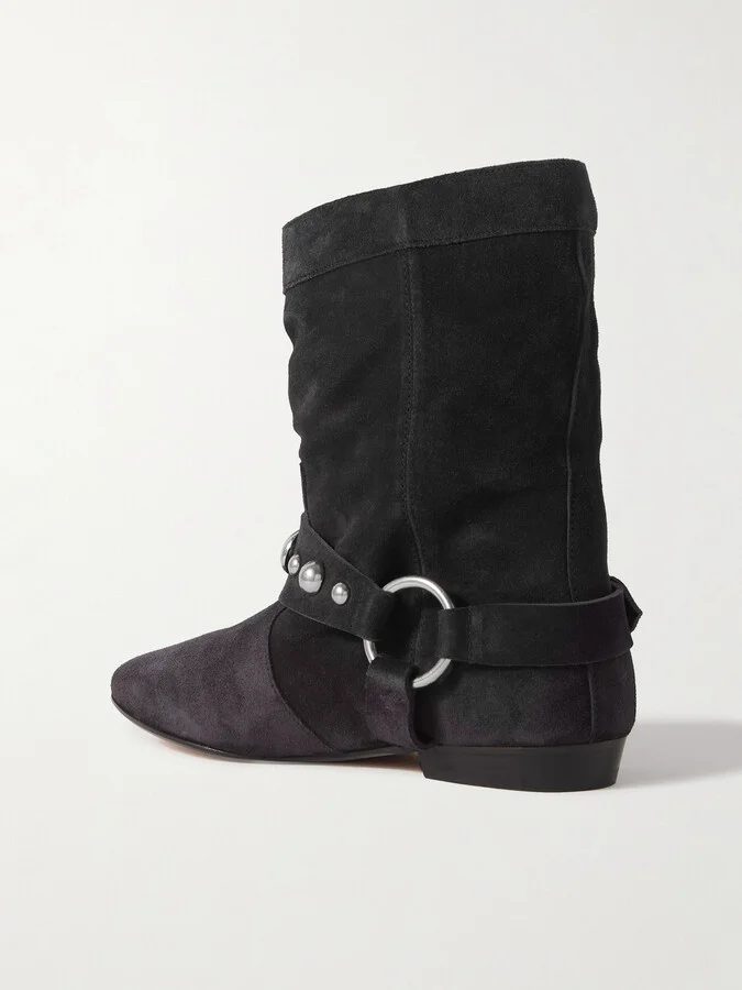 Isabel Marant - Stania Studded Suede Ankle Boots - Black - Image 3