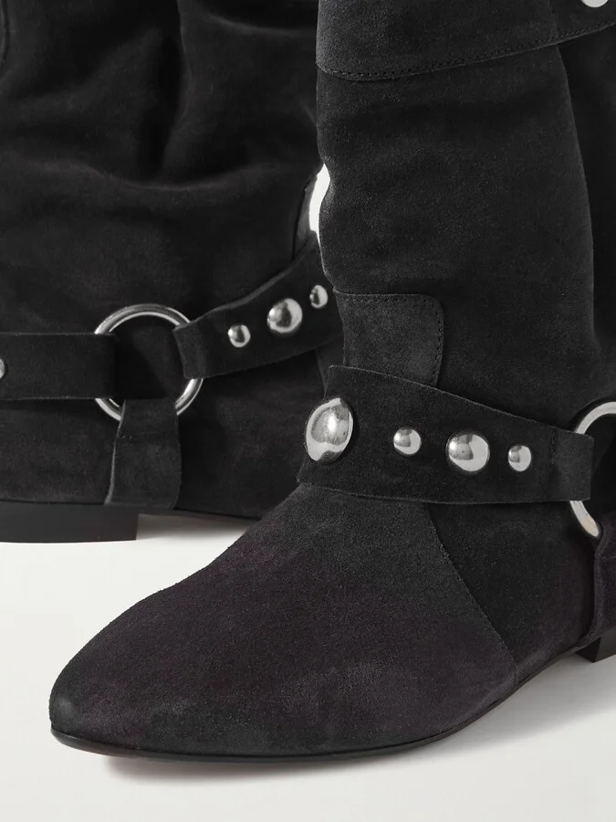 Isabel Marant - Stania Studded Suede Ankle Boots - Black - Image 4