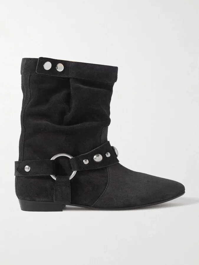 Isabel Marant - Stania Studded Suede Ankle Boots - Black