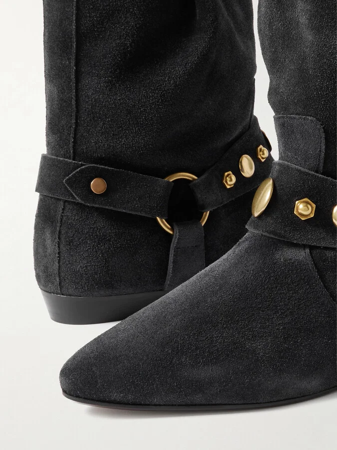 Isabel Marant - Stania Studded Suede Ankle Boots - Blue - Image 4