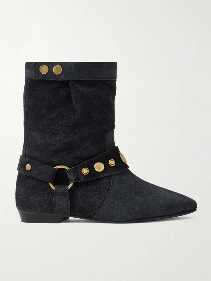 Isabel Marant - Stania Studded Suede Ankle Boots - Blue