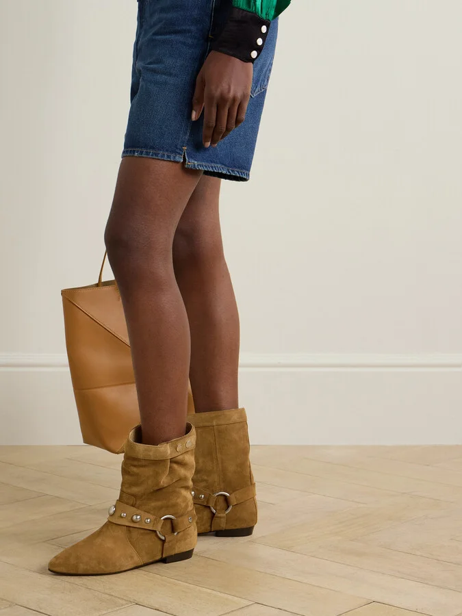 Isabel Marant - Stania Studded Suede Ankle Boots - Brown - Image 2