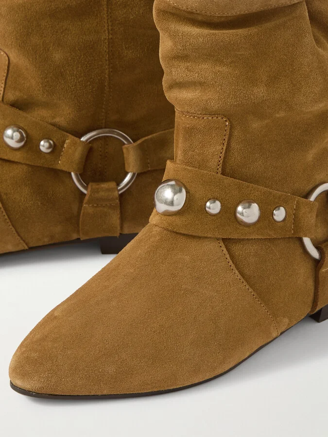 Isabel Marant - Stania Studded Suede Ankle Boots - Brown - Image 4