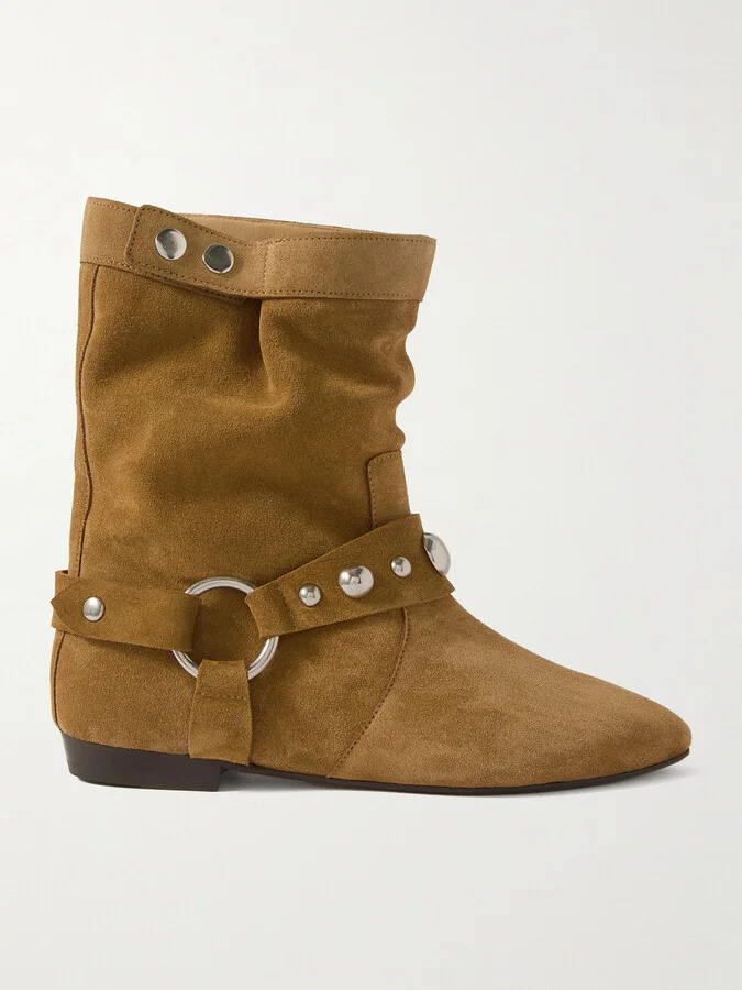 Isabel Marant - Stania Studded Suede Ankle Boots - Brown