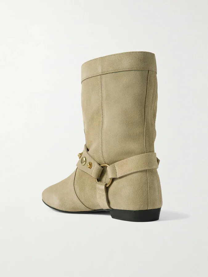 Isabel Marant - Stania Studded Suede Ankle Boots - Neutrals - Image 3