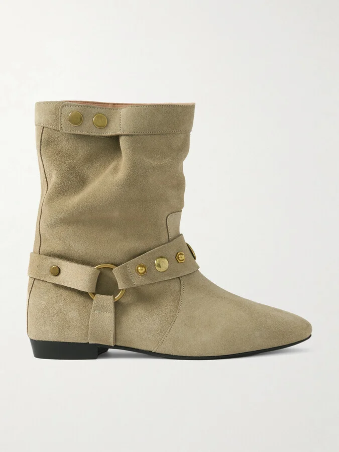 Isabel Marant - Stania Studded Suede Ankle Boots - Neutrals