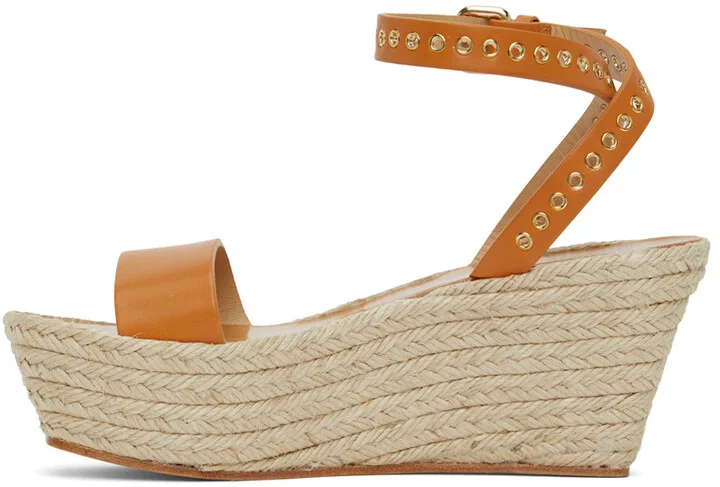 Isabel Marant Tan Messer Wedge Sandals - Image 3