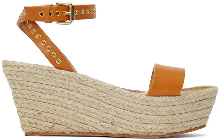 Isabel Marant Tan Messer Wedge Sandals