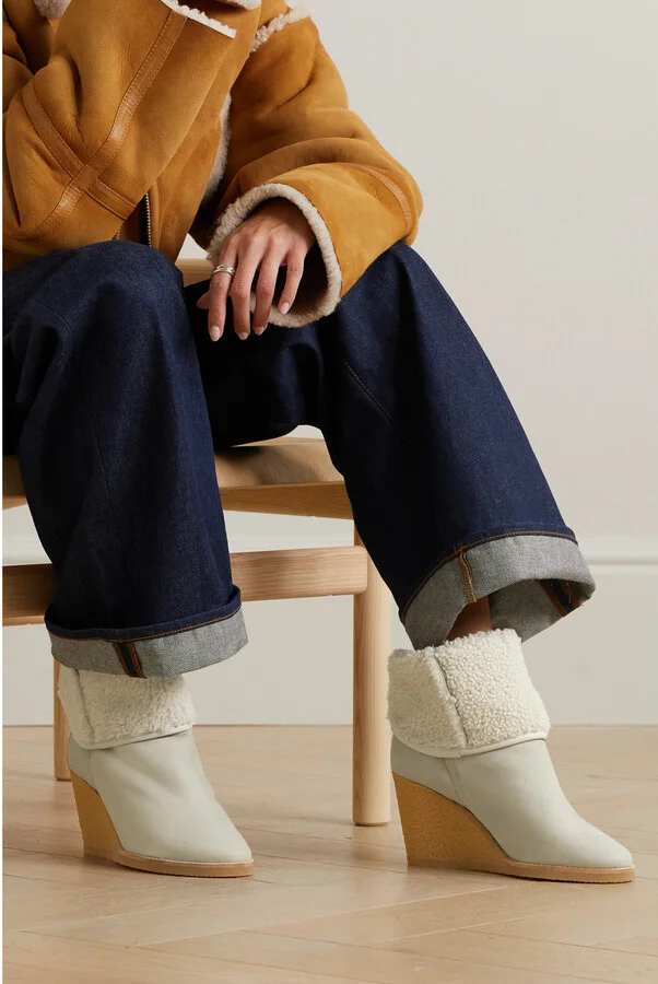 Isabel Marant - Totam Shearling-lined Suede Wedge Ankle Boots - Neutrals - Image 2