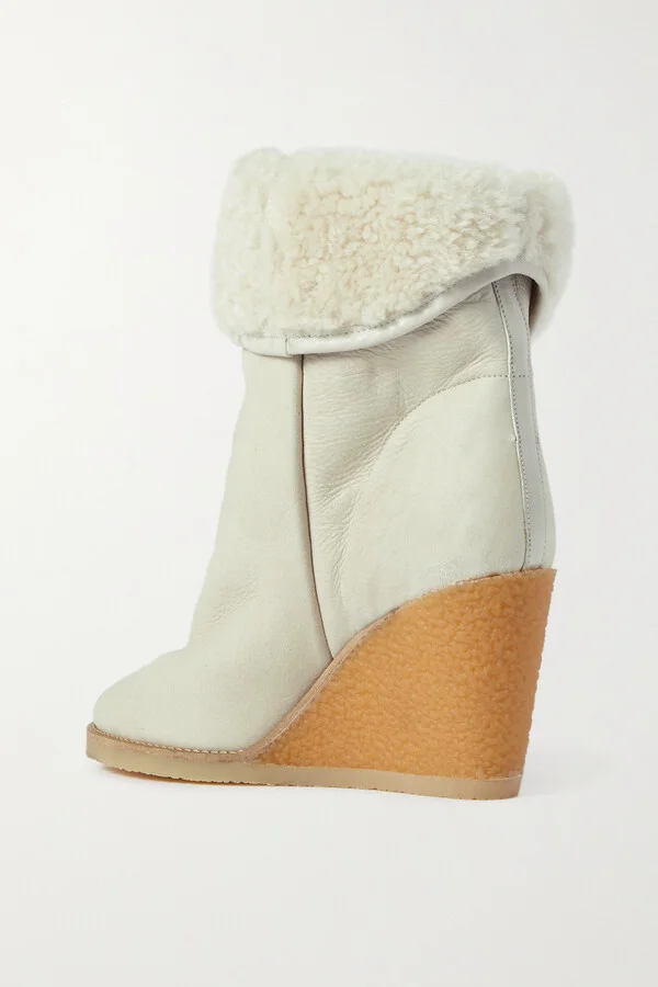 Isabel Marant - Totam Shearling-lined Suede Wedge Ankle Boots - Neutrals - Image 3