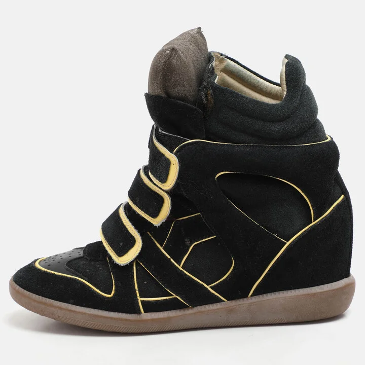 Isabel Marant Two Tone Suede and Leather Bekett Wedge Sneakers Size 38