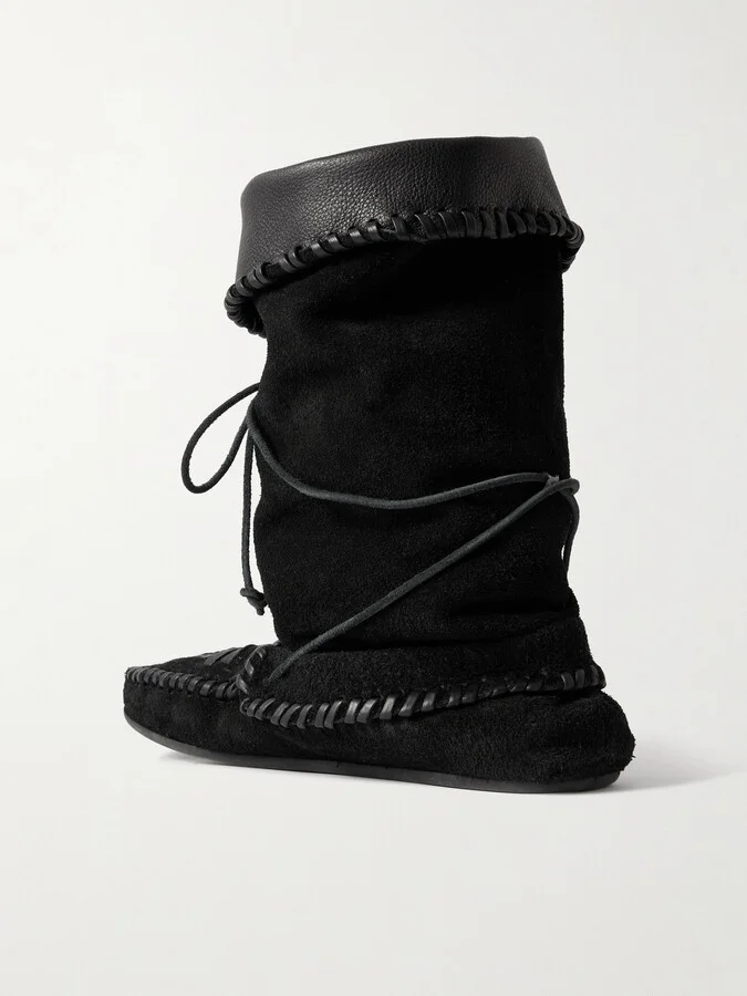 Isabel Marant - Winki Tasseled Whipstitched Suede Boots - Black - Image 3