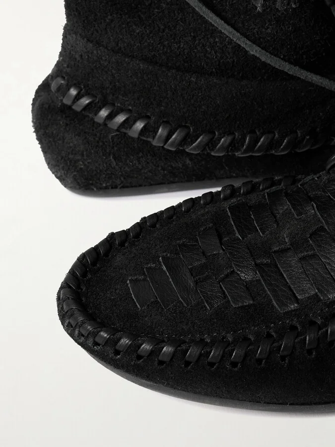 Isabel Marant - Winki Tasseled Whipstitched Suede Boots - Black - Image 4