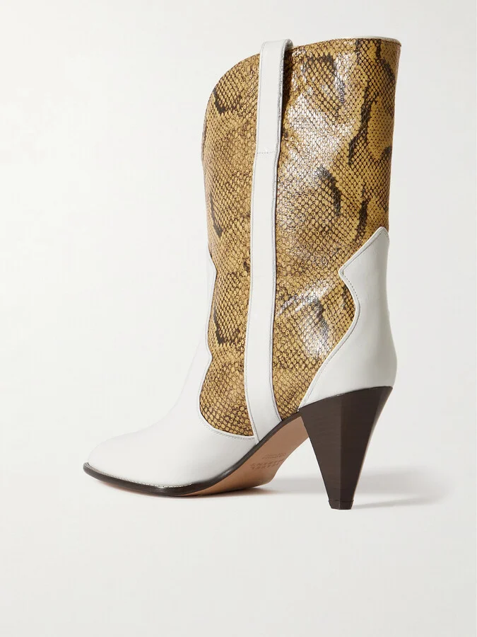 Isabel Marant - Witney Smooth And Snake-effect Leather Ankle Boots - White - Image 3