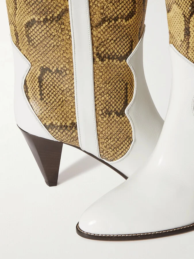 Isabel Marant - Witney Smooth And Snake-effect Leather Ankle Boots - White - Image 4