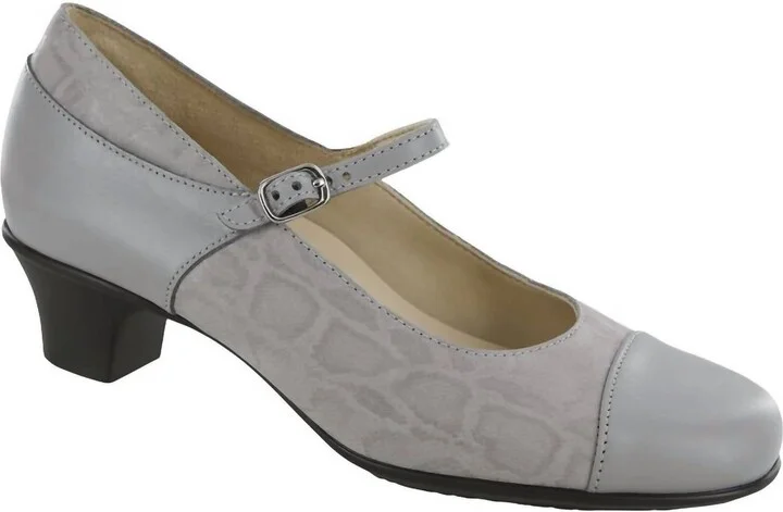 Isabel Mary Jane Heel - Double Wide In Grigio/snake