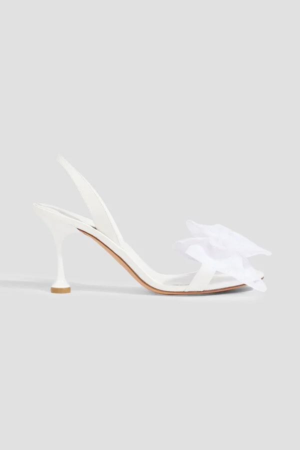 Isabelle 65 bow-detailed leather slingback sandals