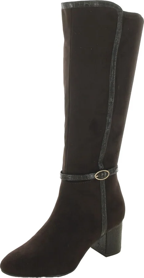 Isaleef Womens Zipper Faux Suede Knee-High Boots