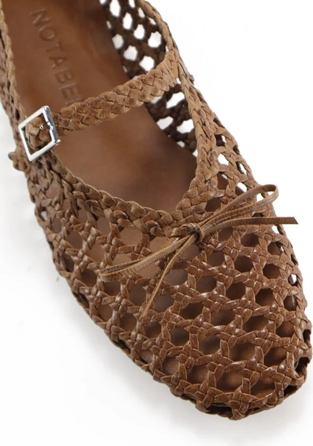 Ischia Ballerina, Brown Leather - Image 4