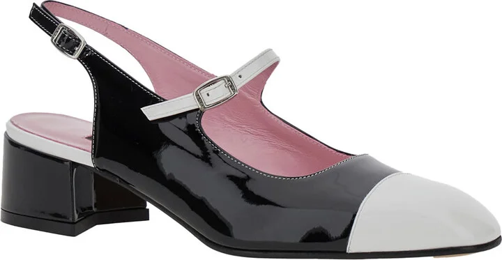 'ischia' Black Slingback Pumps With Adjustable Strap In Patent Leather Woman - Image 2
