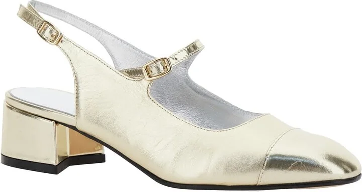 'ischia' Metallic Slingback Pumps With Adjustable Strap In Patent Leather Woman - Image 2