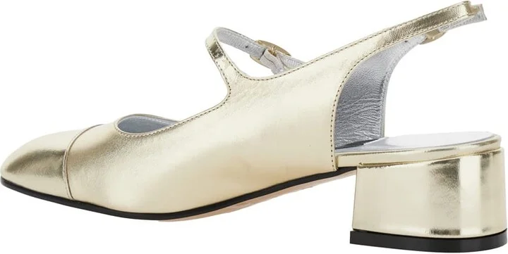'ischia' Metallic Slingback Pumps With Adjustable Strap In Patent Leather Woman - Image 3
