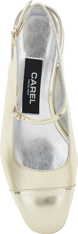 'ischia' Metallic Slingback Pumps With Adjustable Strap In Patent Leather Woman - Image 4