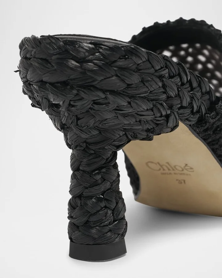 Isla Crochet Raffia and Leather Thong Sandals - Image 3