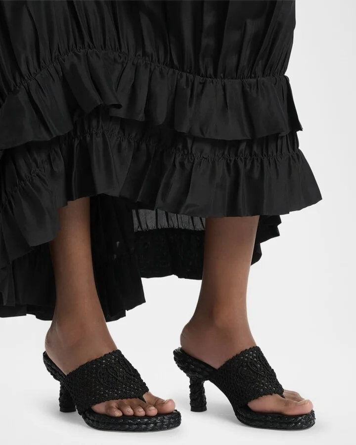 Isla Crochet Raffia and Leather Thong Sandals - Image 4